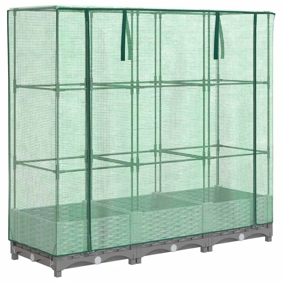 Jardinière surélevée avec housse aspect rotin 120x40x123 cm - 2