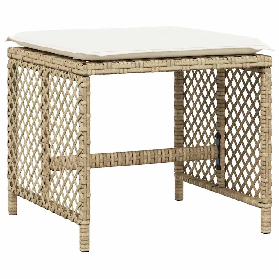 Ensemble à manger de jardin et coussins 9 pcs beige Poly rotin - 5