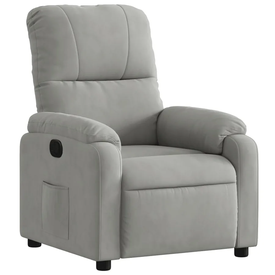 Fauteuil inclinable gris clair tissu microfibre - 2