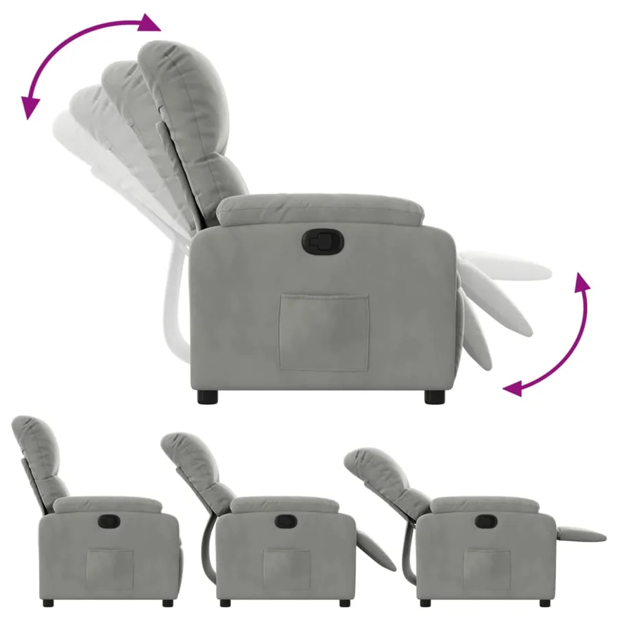 Fauteuil inclinable gris clair tissu microfibre - 4