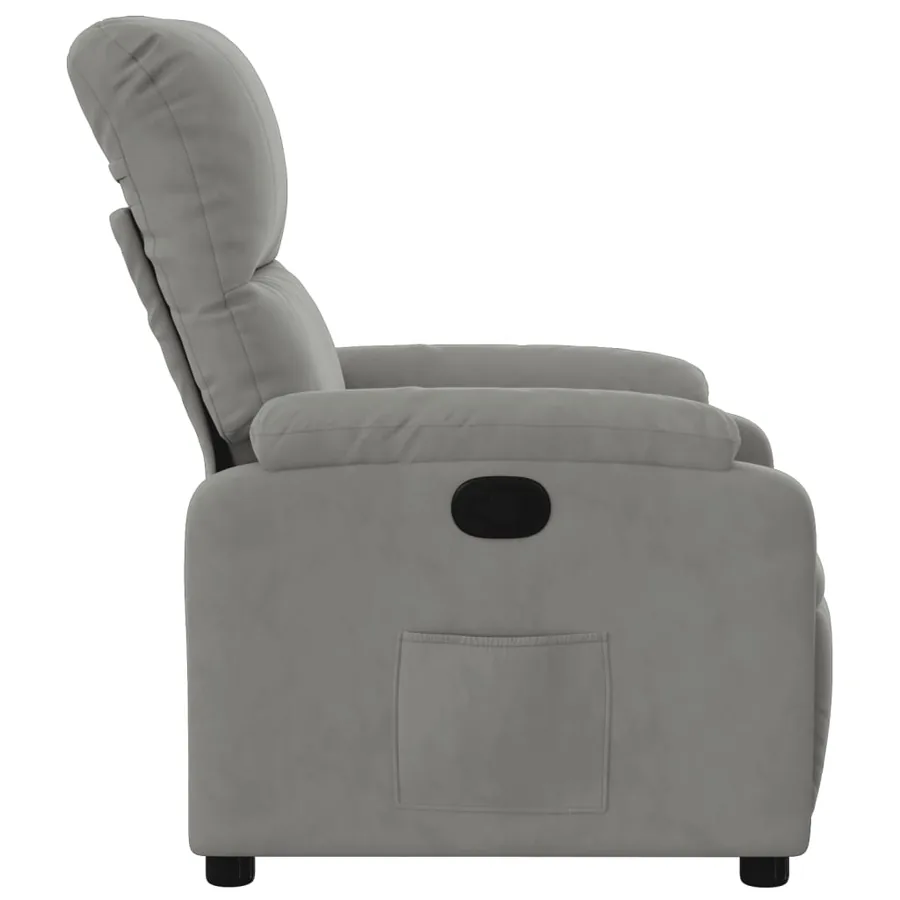 Fauteuil inclinable gris clair tissu microfibre - 7