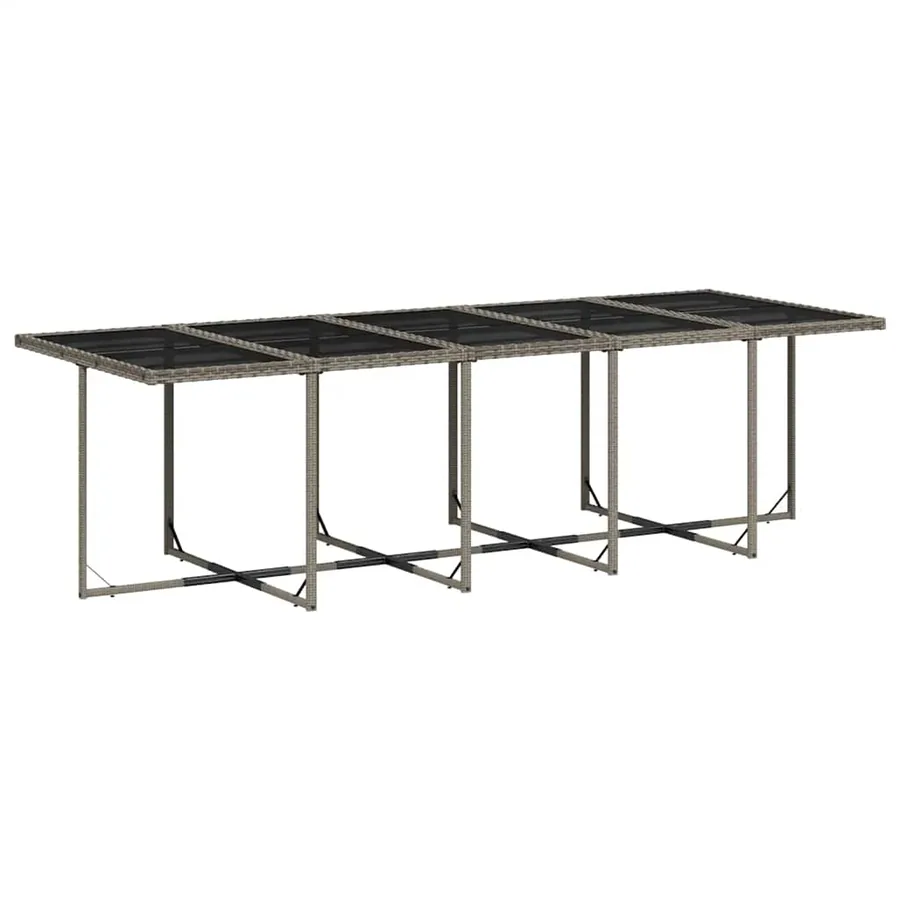 Ensemble à manger de jardin 11pcs avec coussins gris poly rotin - 3