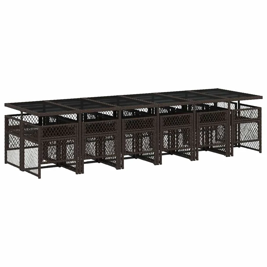 Ensemble à manger de jardin avec coussins 13 pcs marron rotin - 5