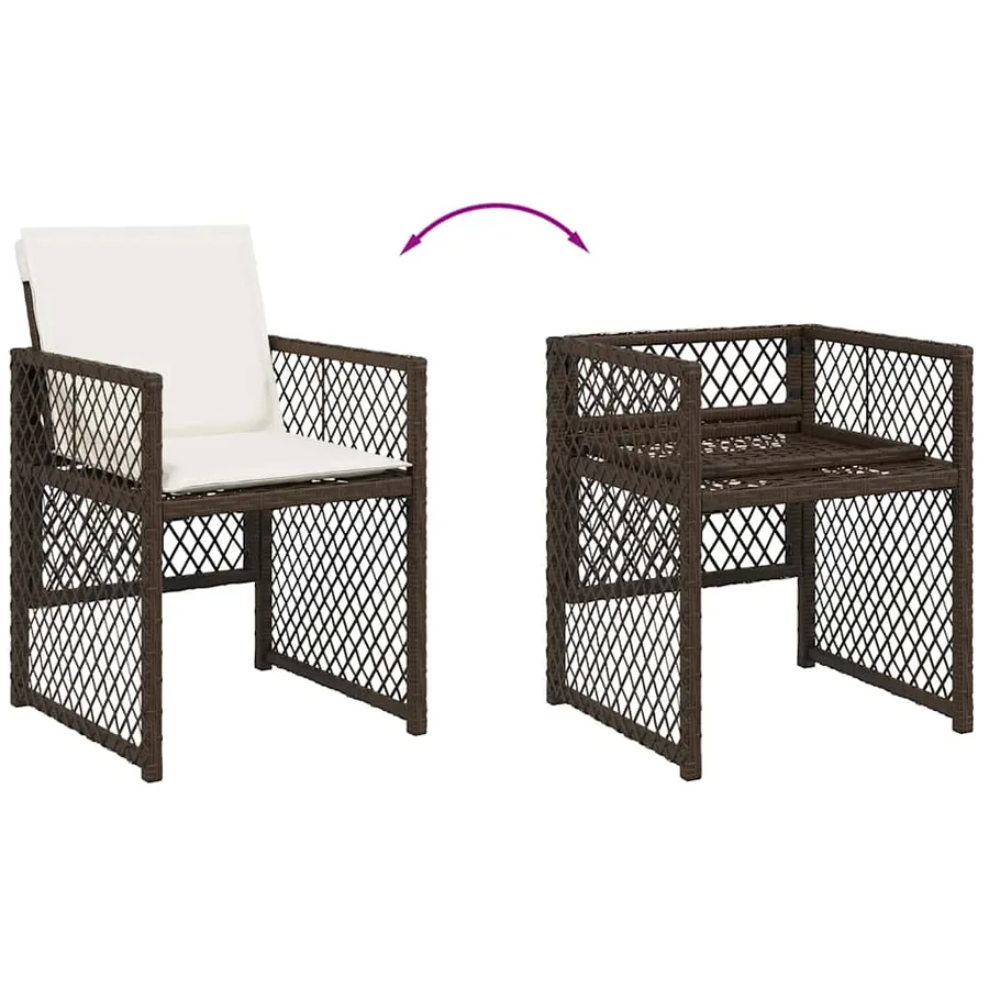 Ensemble à manger de jardin avec coussins 13 pcs marron rotin - 6