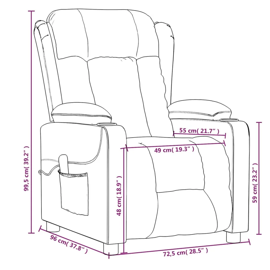 Fauteuil inclinable électrique Gris Similicuir - 12