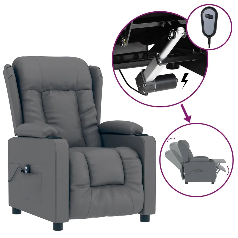 Fauteuil inclinable électrique Gris Similicuir - 2