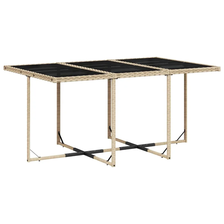 Ensemble à manger de jardin et coussins 7 pcs beige poly rotin - 4