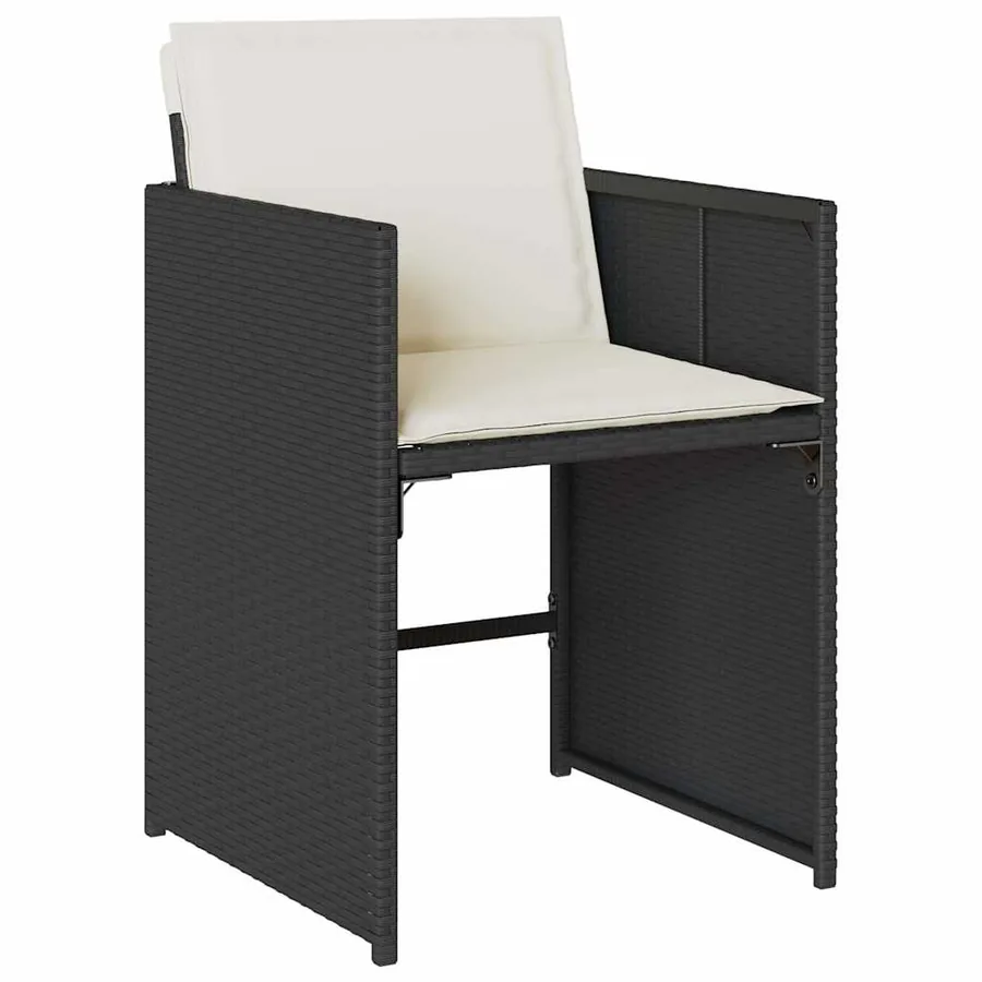 Ensemble à manger de jardin 9pcs coussins noir résine tressée - 5
