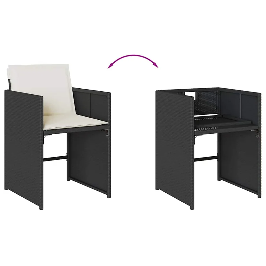 Ensemble à manger de jardin 9pcs coussins noir résine tressée - 7