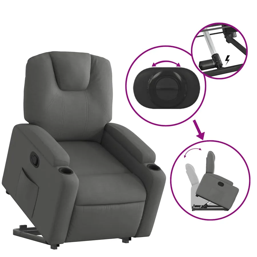 Fauteuil inclinable Gris foncé Tissu - 6