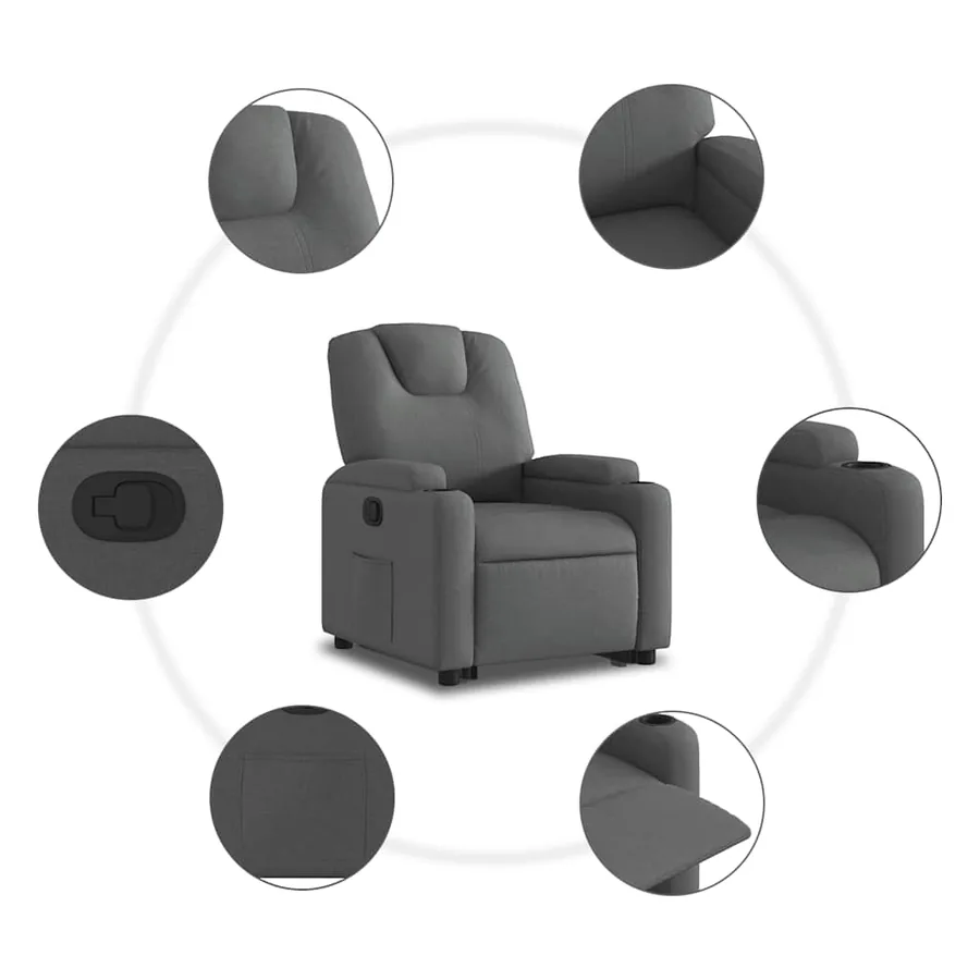 Fauteuil inclinable Gris foncé Tissu - 8