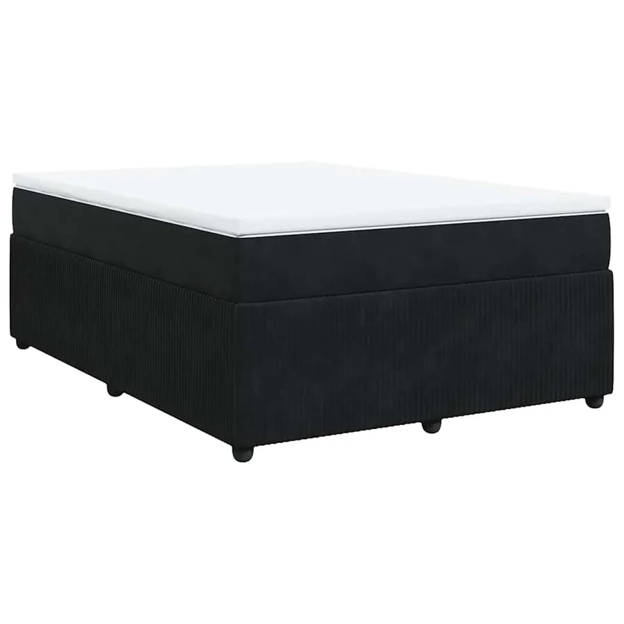 Sommier à lattes de lit avec matelas Noir 140x200 cm Velours - 2