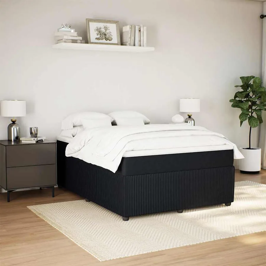 Sommier à lattes de lit avec matelas Noir 140x200 cm Velours - 3