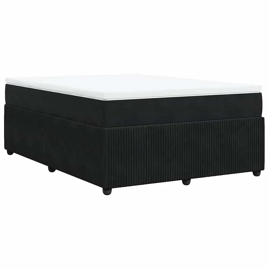 Sommier à lattes de lit avec matelas Noir 140x200 cm Velours - 9