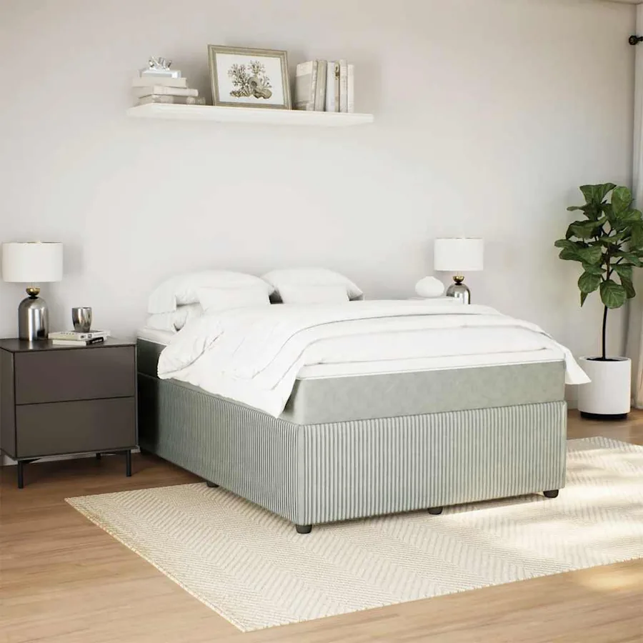 Sommier à lattes de lit et matelas Gris clair 140x200cm Velours - 3