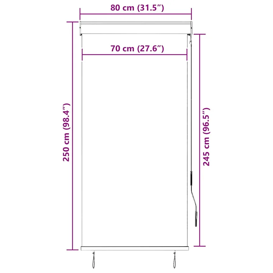 Store roulant d'extérieur 80 x 250 cm Crème - 9