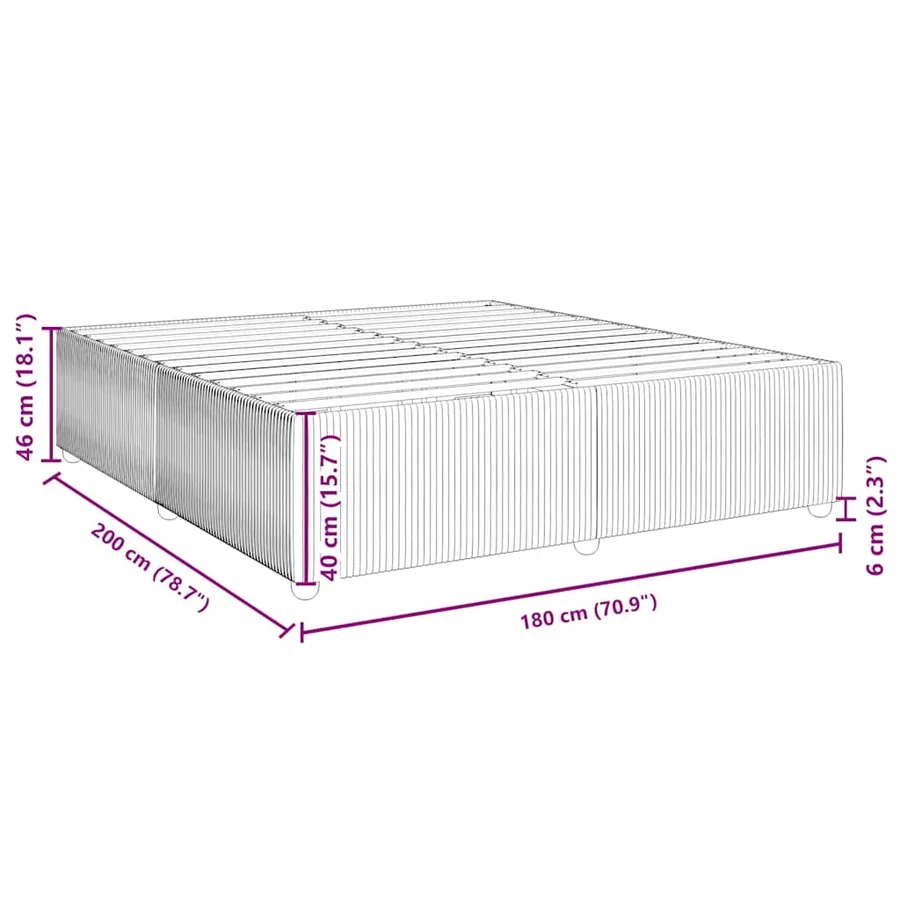 Cadre de lit sans matelas gris clair 180x200 cm velours - 9