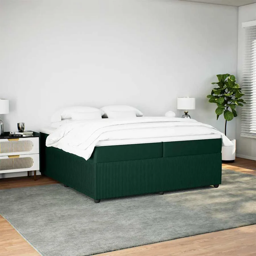 Sommier à lattes de lit et matelas Vert foncé 200x200cm Velours - 3