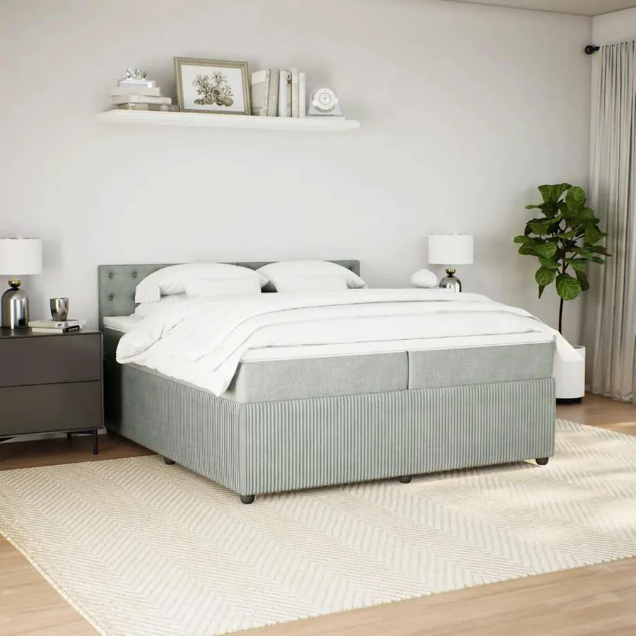 Sommier à lattes de lit et matelas Gris clair 200x200cm Velours - 3