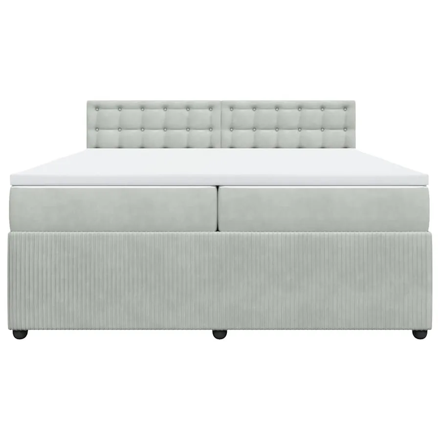 Sommier à lattes de lit et matelas Gris clair 200x200cm Velours - 4