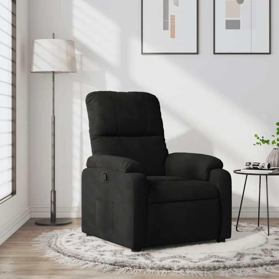 Fauteuil inclinable noir tissu microfibre