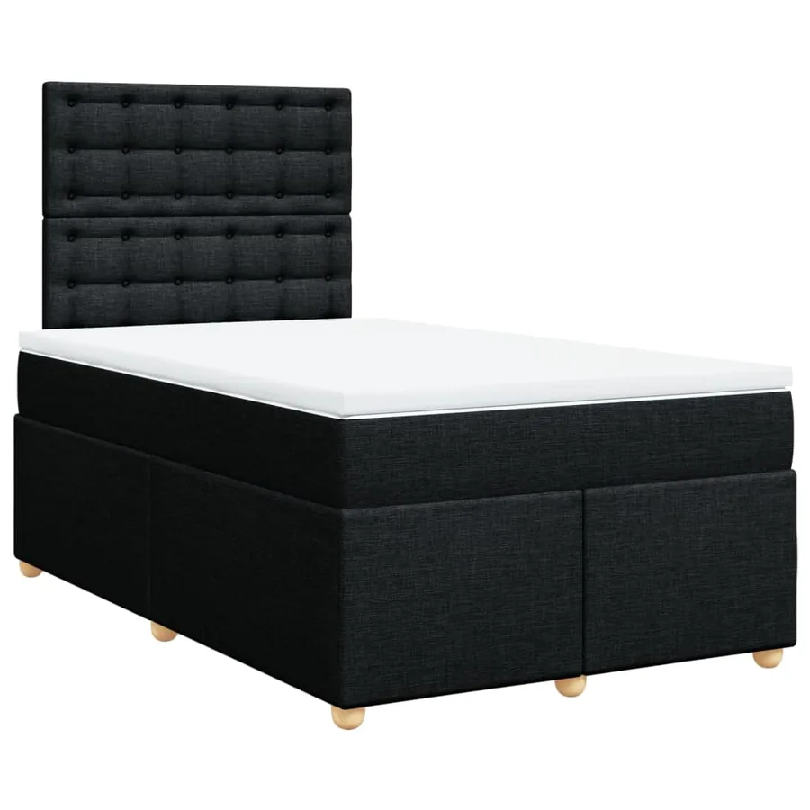 Sommier à lattes de lit avec matelas Noir 120x200 cm Tissu - 3