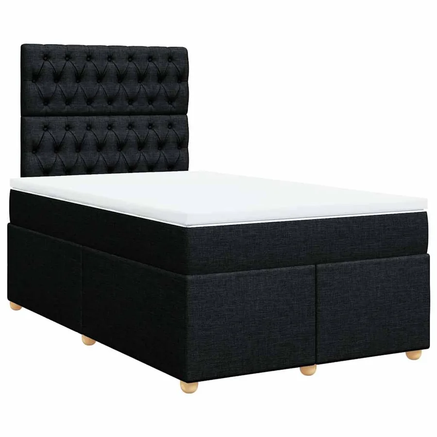 Sommier à lattes de lit avec matelas Noir 120x200 cm Tissu - 3