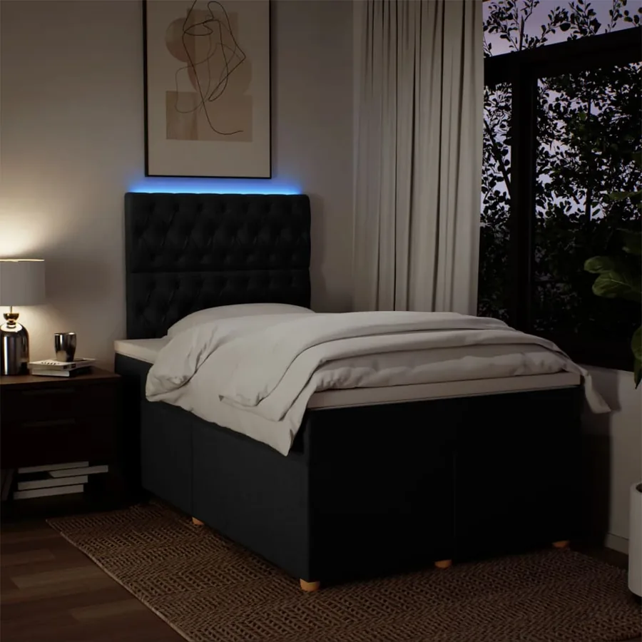 Sommier à lattes de lit avec matelas Noir 120x200 cm Tissu - 4