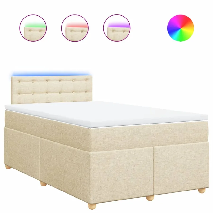 Sommier à lattes de lit avec matelas crème 120x190 cm tissu - 2