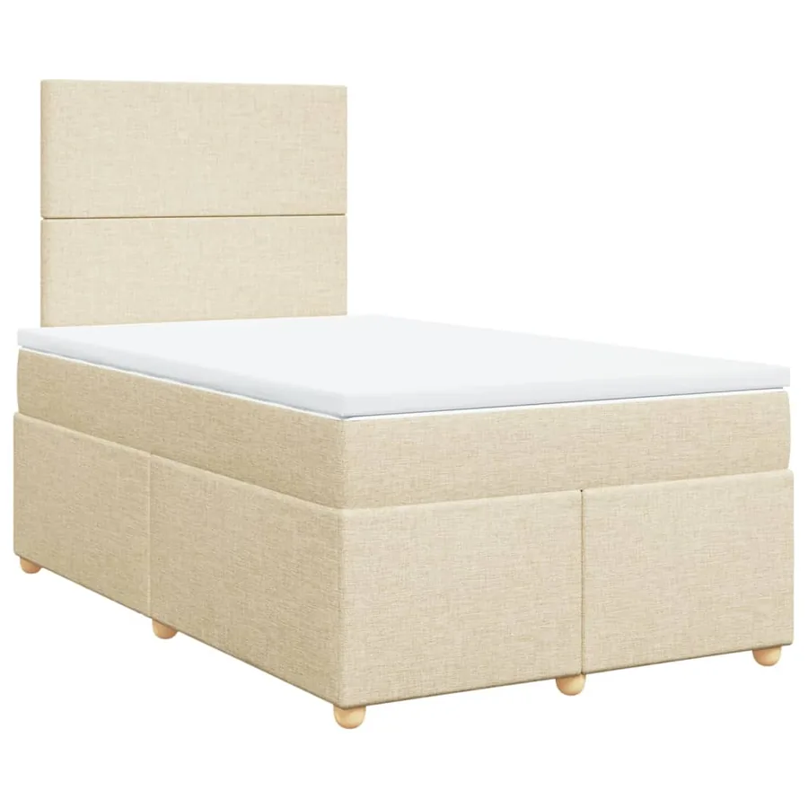 Sommier à lattes de lit avec matelas crème 120x190 cm tissu - 2
