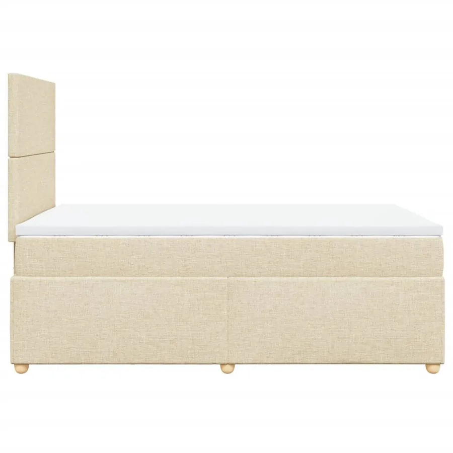 Sommier à lattes de lit avec matelas crème 120x190 cm tissu - 5