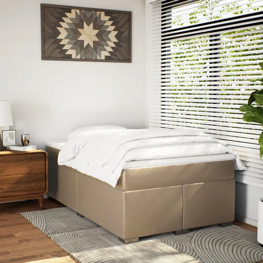 Sommier à lattes de lit matelas cappuccino 120x190cm similicuir - 3