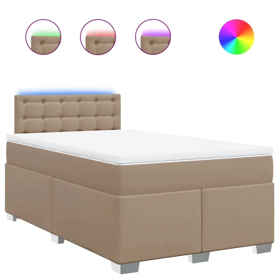 Sommier à lattes de lit matelas cappuccino 120x190cm similicuir - 2