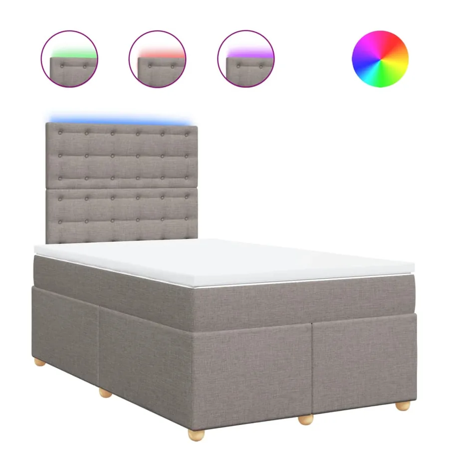 Sommier à lattes de lit avec matelas taupe 120x190 cm tissu - 2