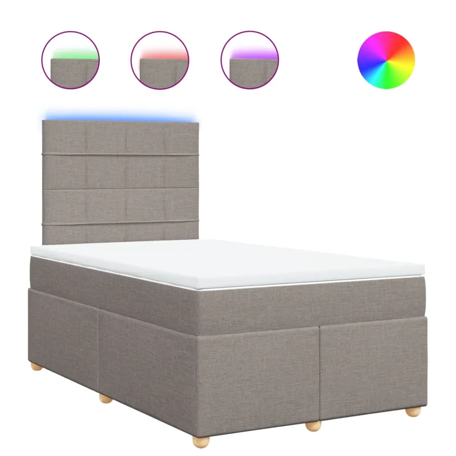 Sommier à lattes de lit avec matelas taupe 120x190 cm tissu - 2