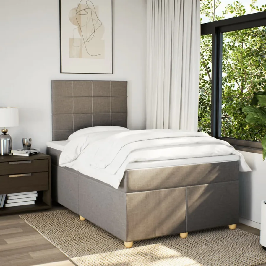 Sommier à lattes de lit avec matelas taupe 120x190 cm tissu - 5