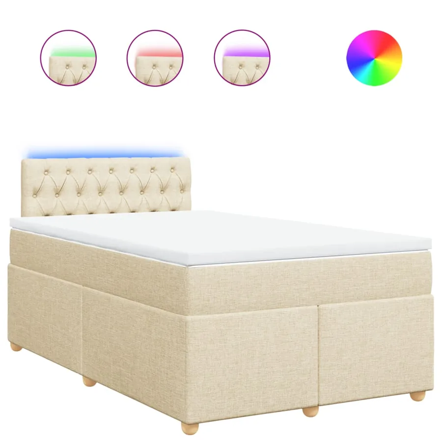 Sommier à lattes de lit avec matelas Crème 120x200 cm Tissu - 2