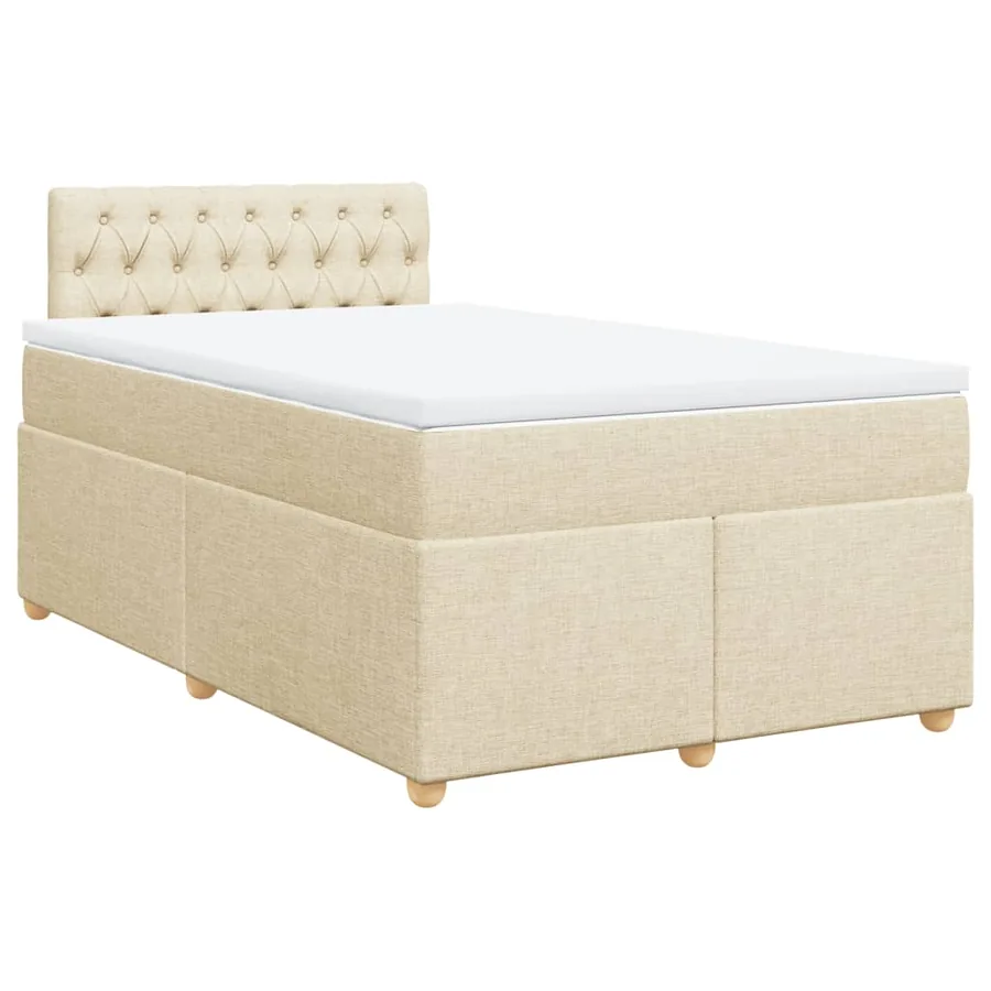 Sommier à lattes de lit avec matelas Crème 120x200 cm Tissu - 3