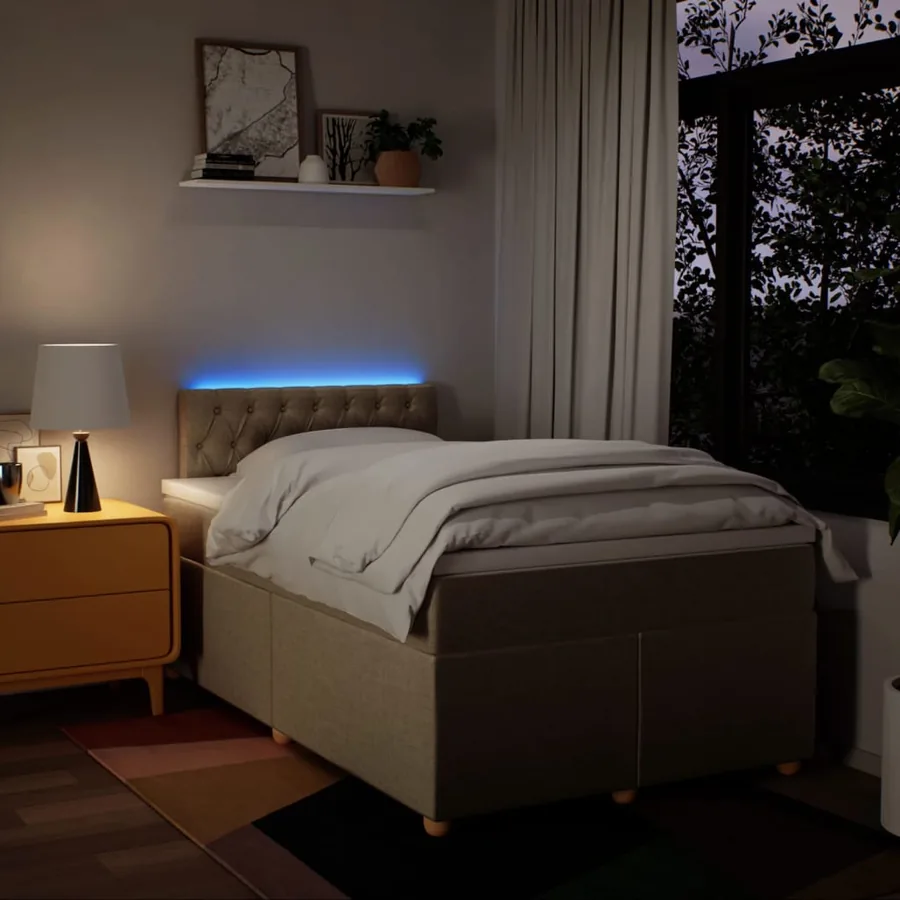 Sommier à lattes de lit avec matelas Crème 120x200 cm Tissu - 5