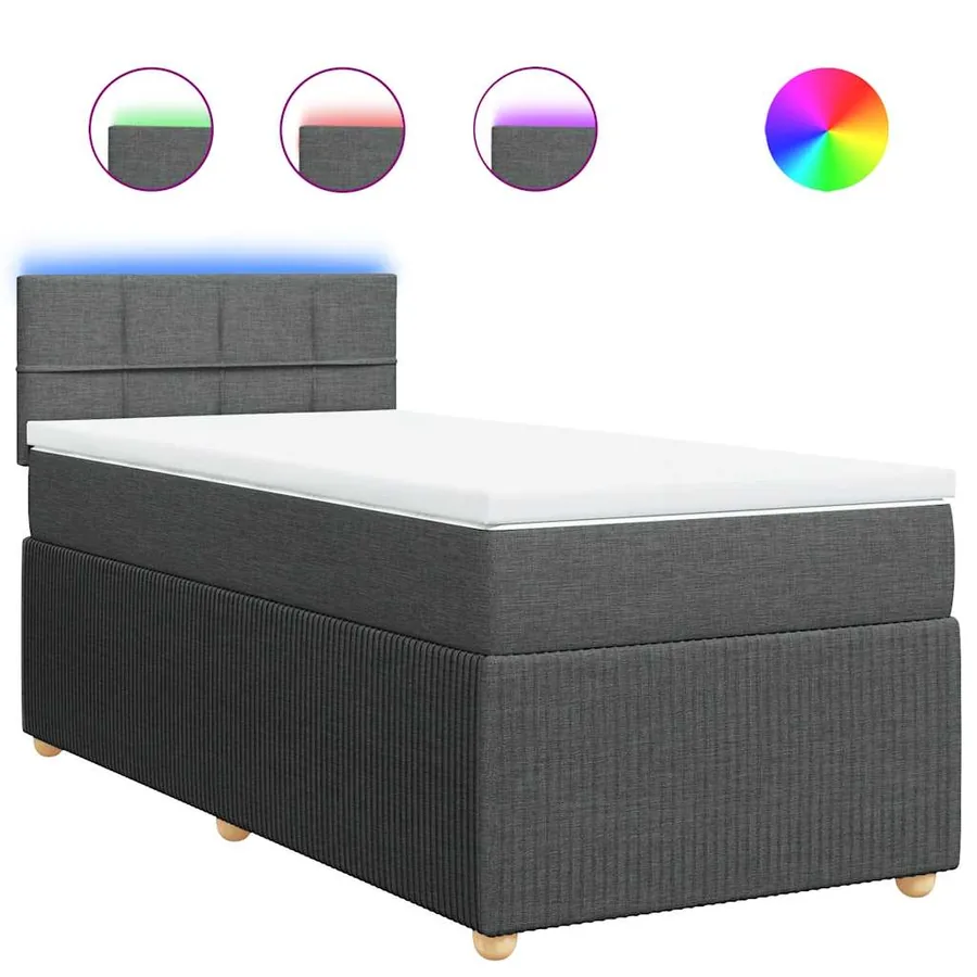 Sommier à lattes de lit et matelas Gris foncé 90x190 cm Tissu - 2