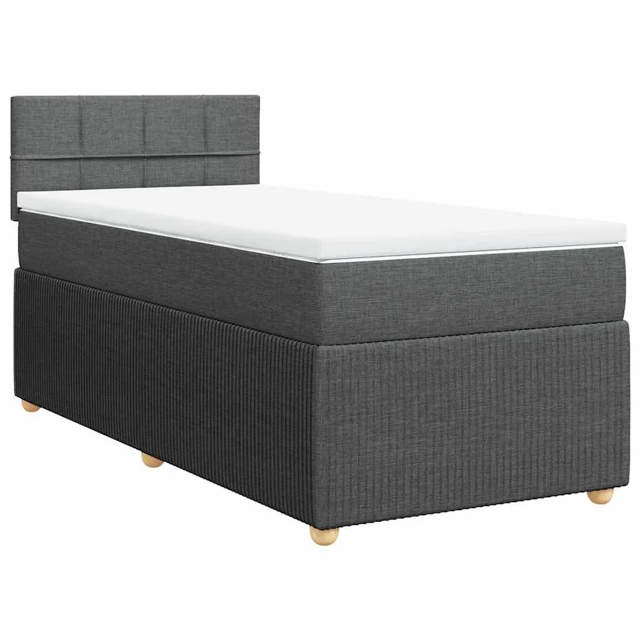 Sommier à lattes de lit et matelas Gris foncé 90x190 cm Tissu - 3