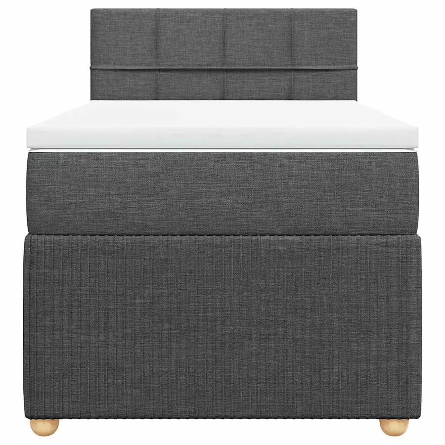 Sommier à lattes de lit et matelas Gris foncé 90x190 cm Tissu - 6