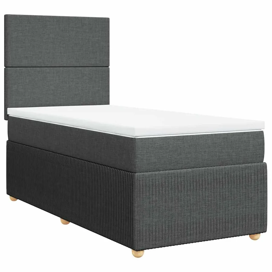 Sommier à lattes de lit et matelas Gris foncé 90x190 cm Tissu - 2