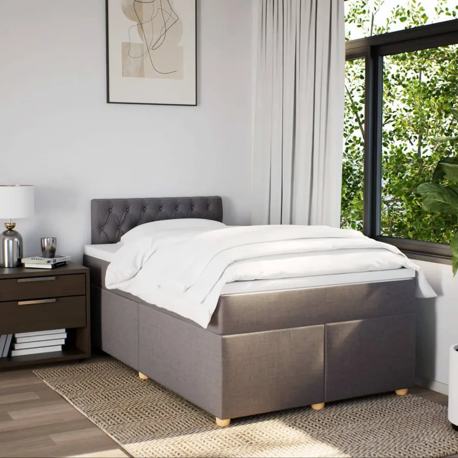 Sommier à lattes de lit avec matelas Taupe 120x200 cm Tissu - 3
