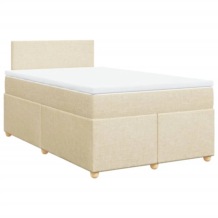 Sommier à lattes de lit avec matelas Crème 120x200 cm Tissu - 2