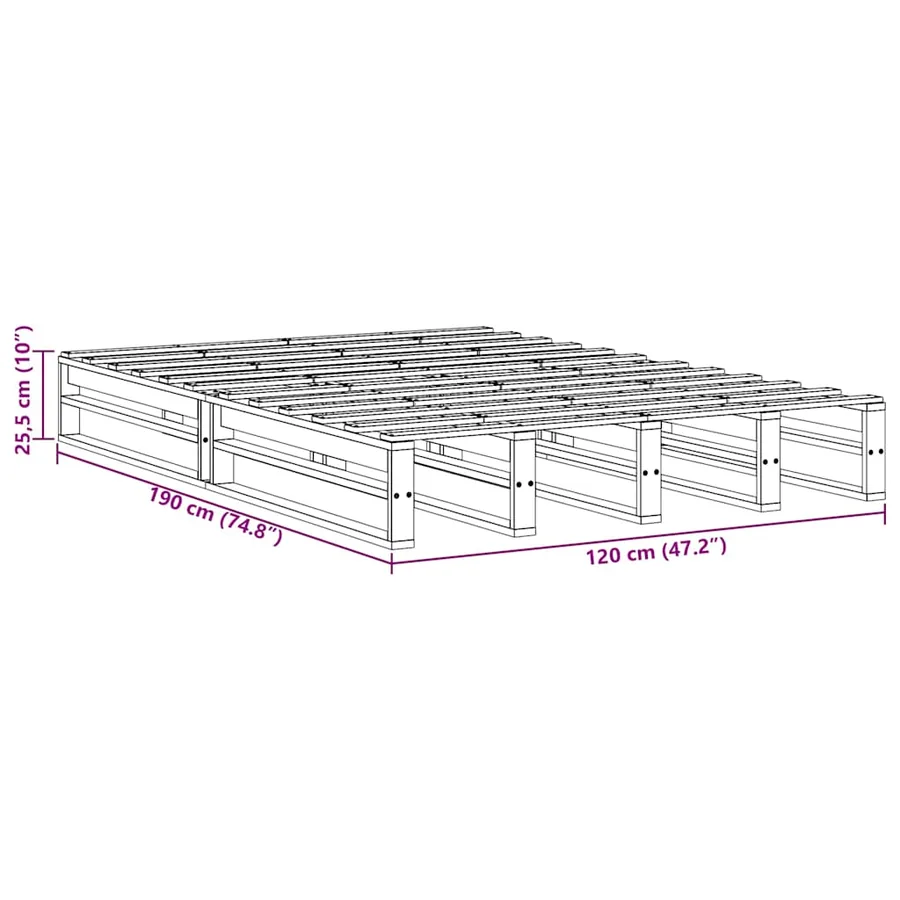 Cadre de lit sans matelas 120x190 cm bois de pin massif - 9