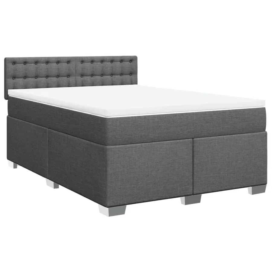 Sommier à lattes de lit avec matelas Gris foncé 140x190cm Tissu - 2