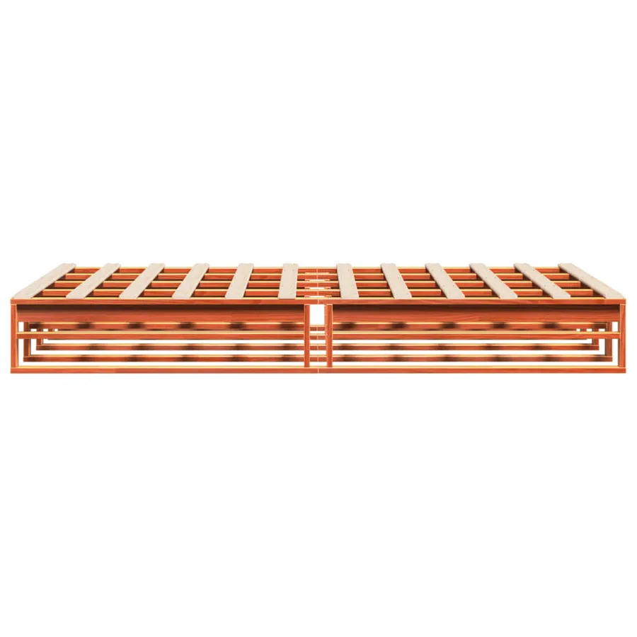 Cadre de lit sans matelas cire marron 135x190cm bois pin massif - 5