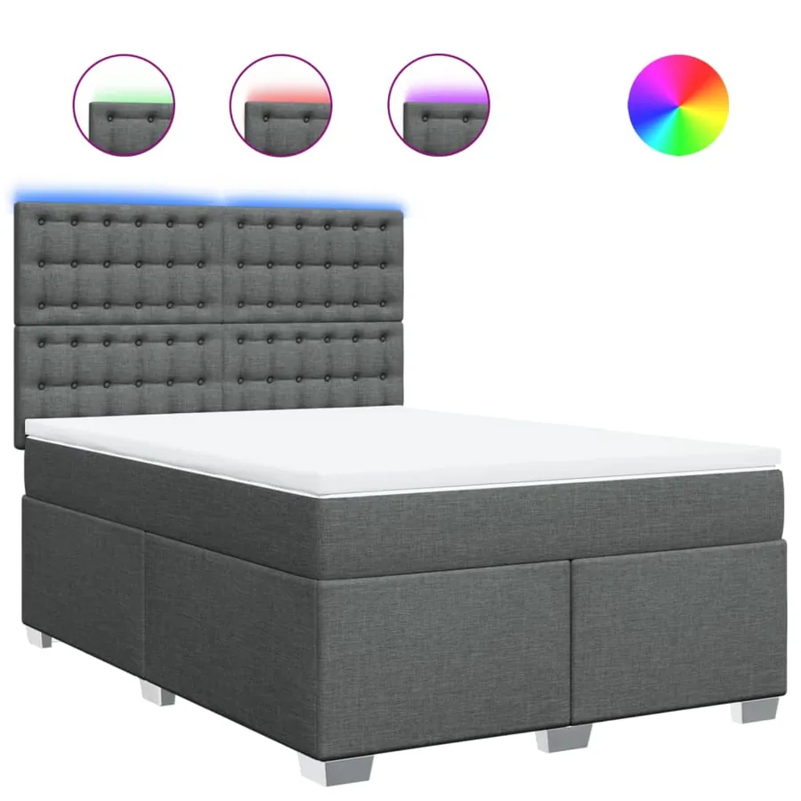 Sommier à lattes de lit avec matelas Gris foncé 140x190cm Tissu - 2