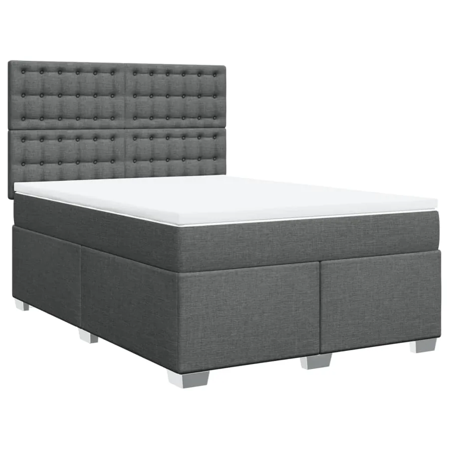 Sommier à lattes de lit avec matelas Gris foncé 140x190cm Tissu - 3